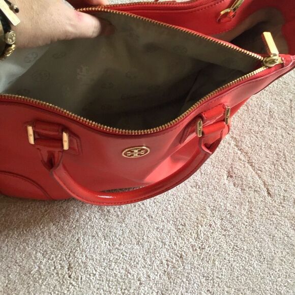 Tory Burch Orange Robinson Double Zip Tote - Picture 9 of 12